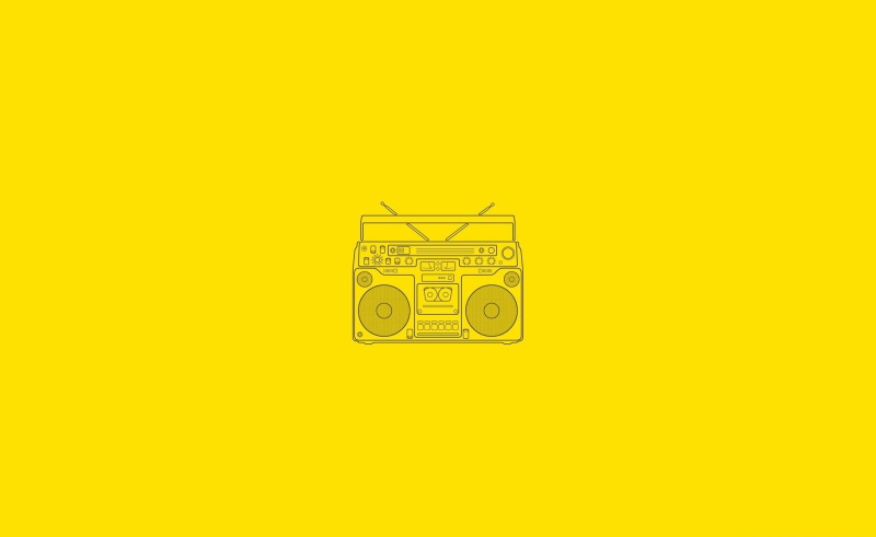 2K, Vector Art, Aero, designer, Minimalist, radio-cassette player, Background, armin, Yellow, Boombox