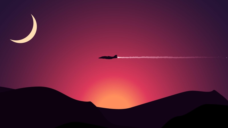 clear sky, jet, aerospace industry, 4K, nature, mid-air, transportation, no people, animal wildlife, flying, illustration, bird, mountain, vapor trail