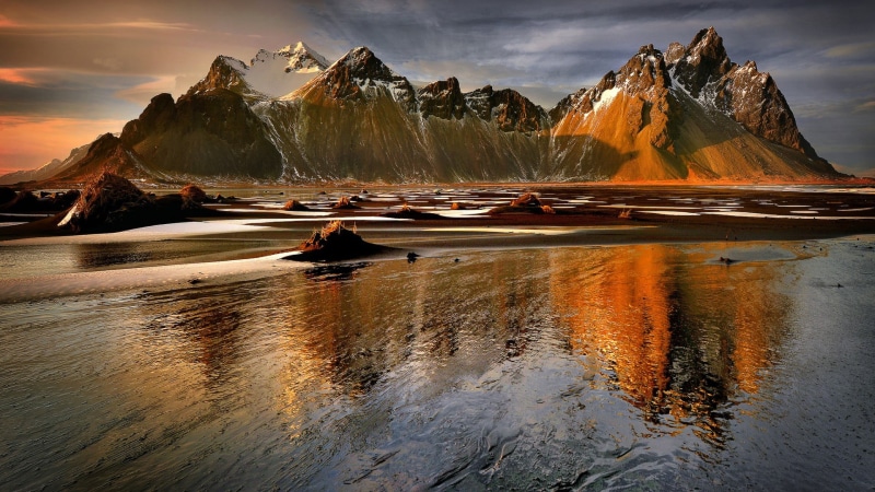 1080P, mountain, beauty in nature, sunset, tranquility, land, Iceland, idyllic, tranquil scene, scenics - nature, leisure activity, beach, landscape, body