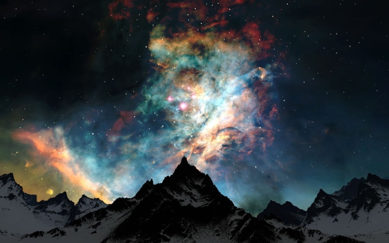 no people, outdoors, scenics - nature, nebula, mountains, mountain, power in nature, star - space, majestic, astronomy, tranquility, atmosphere, mountain range