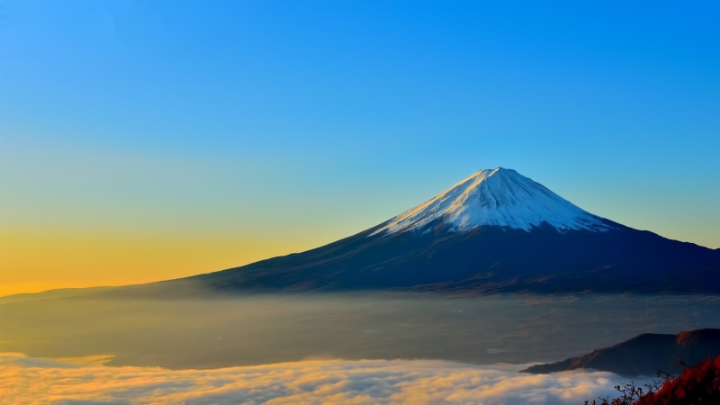 idyllic, tranquility, tranquil scene, scenics - nature, non-urban scene, nature, snowcapped mountain, blue, landscape, mountain, mt, mountain peak, snow