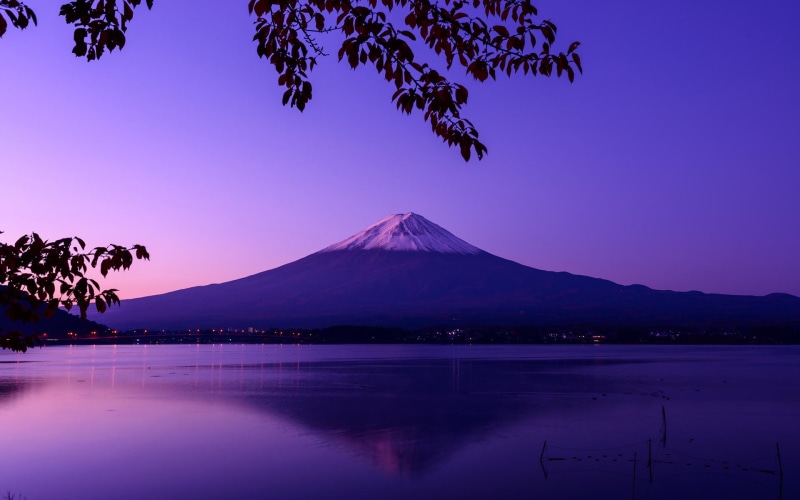 fuji, landscape, mt, purple, reflection, mountains, lake, 1080P