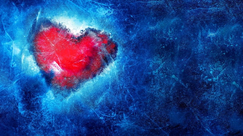 love, red, heart, 5K, 5k, icy, 5k uhd, blue, frozen, ice
