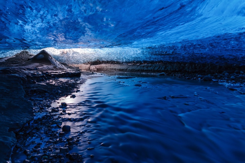 landscape, ice  river, water, blue, photography, mountain, nature, IV, Iceland, 720P, sea, icy, Glacier Cave, gletscher, stream, Island, ice cave, shot
