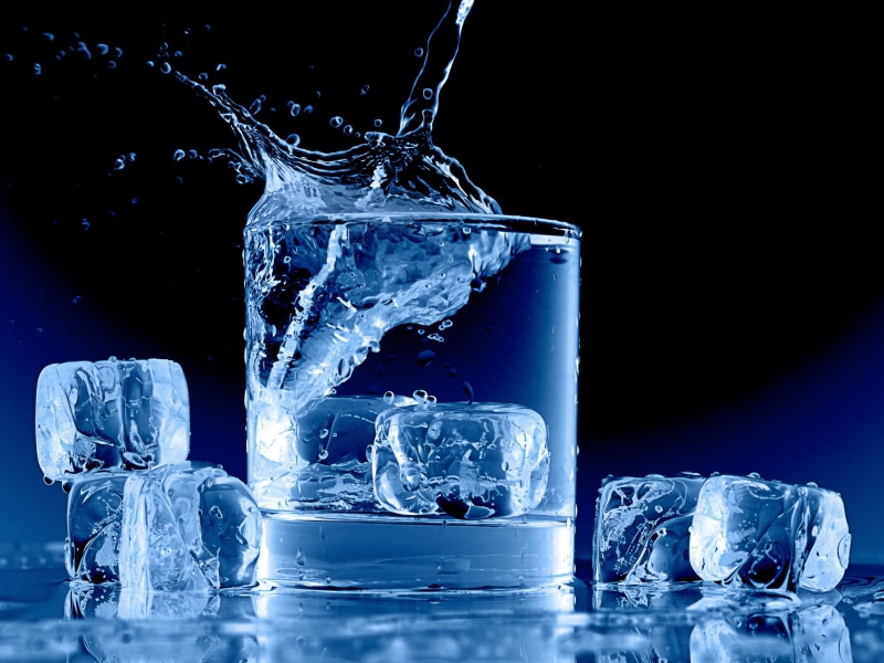 Glass, Ice, Splash, 2K, Water, Cubes, Icy, Blue, Cup