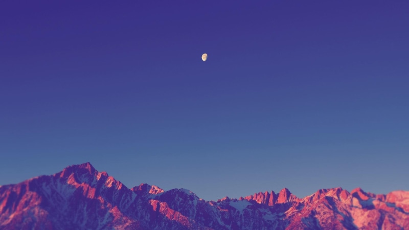 sky, simple, landscape, clear, peak, 1080P, snowy, nature, clear sky, moon, snowy peak, mountain