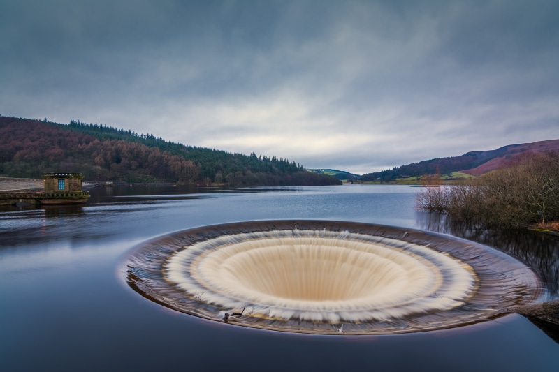day, sky, plug hole, mood, tranquil scene, no people, travel, scenics - nature, derbyshire, ladybower reservoir, tranquility, landscape, hydroelectric power