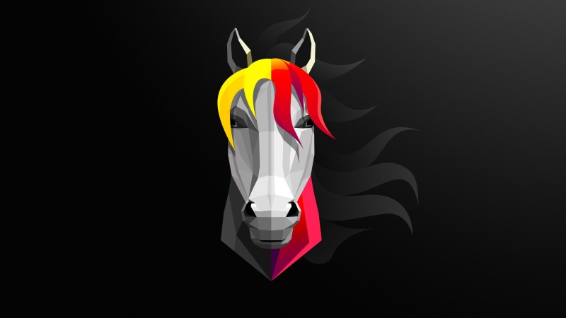 8K, 8k uhd, minimalist, material design, graphics, dark, horse, graphic design, minimal art