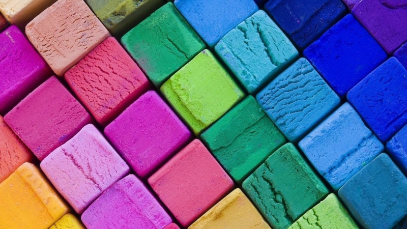 vibrant color, Play-Doh, simple, digital art, textured, shape, purple, no people, 1080P, large group of objects, indoors, full frame, block shape, multi colored