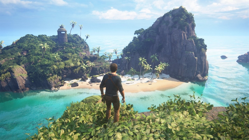 beauty in nature, digital, sky, outdoors, PlayStation 4, men, land, rear view, scenics - nature, tree, day, uncharted, tranquil scene, nature
