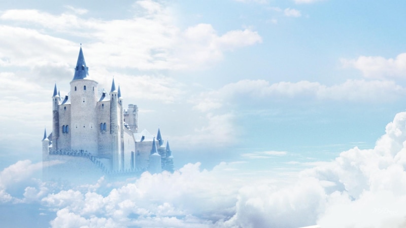 imagination, castle, nature and landscapes, fantasy, 1080P, fairy tale, magical, sky, clouds, blue