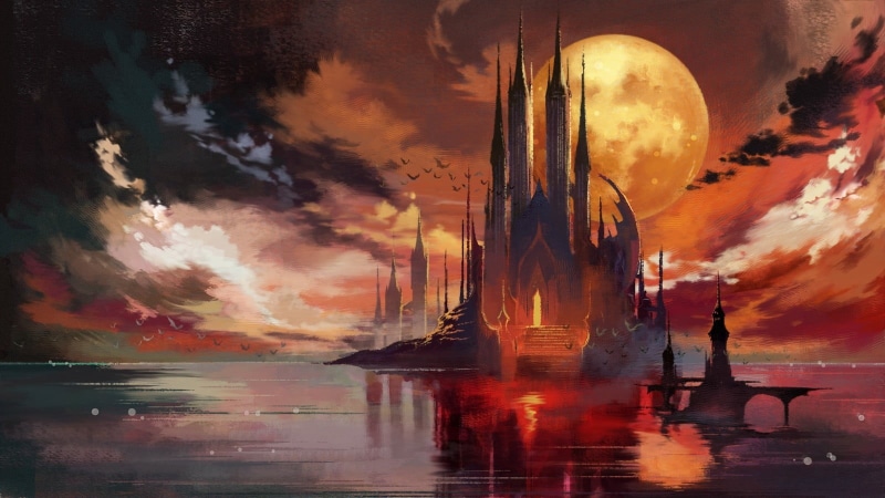 Miriam (Bloodstained), sea, 720P, no people, idyllic, digital composite, cloud - sky, video games, surrounded, orange color, tranquility, transportation