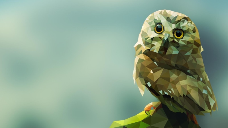 1080P, polygonal, owl, low poly, geometry, bird, low poly art