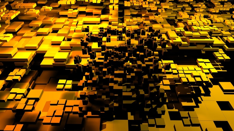polygon art, yellow background, 4K, cube, 3D