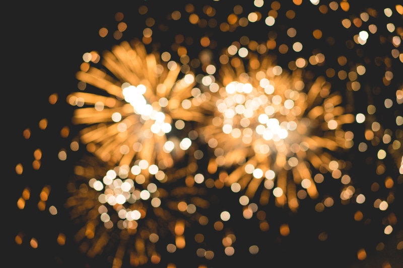 holidays, backgrounds, midnight, fiber optic, lighting equipment, new years eve, firework display, black background, new year, 4K, top, decoration, yellow