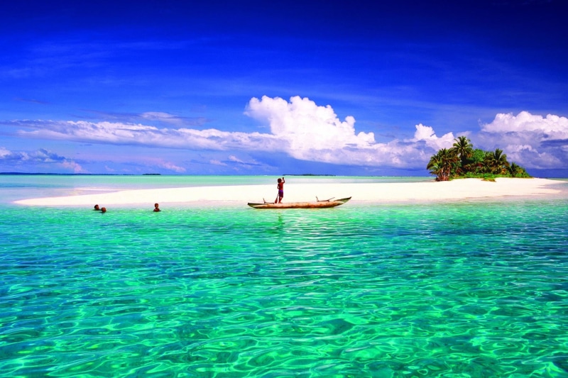 vacations, idyllic, nautical vessel, beach, water, man, scenics - nature, tranquil scene, turquoise colored, outdoors, travel, nature, islet, sea, sky