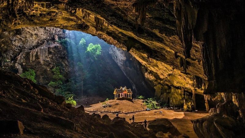 thailand, phraya nakhon cave, mysterious, prachuap, cave, 1080P, asia, khao sam roi yot national park, landmark, national park, temple, pavilion, mystical