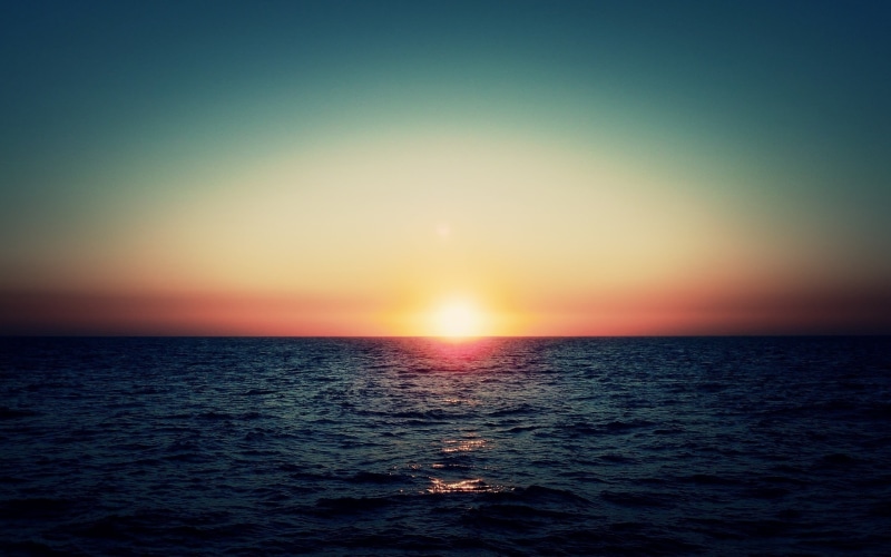 beach, reflection, horizon Over Water, calm, summer, coastline, morning, idyllic, clear sky, scenics, red, sun, waterfront, tranquil Scene, wave, seascape