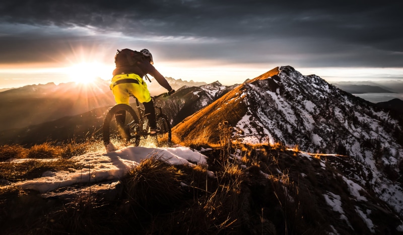 summer, Mountain Bike, extreme Terrain, shorts, exploration, winter, non-urban scene, sport, people, mountain Peak, adrenaline, cloud - Sky, landscape
