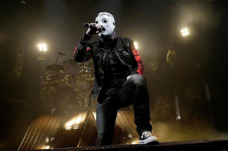 live event, clothing, music, 720P, s, pants, illuminated, stage, performance, Corey Taylor, stage - performance space, electric guitar, low angle view