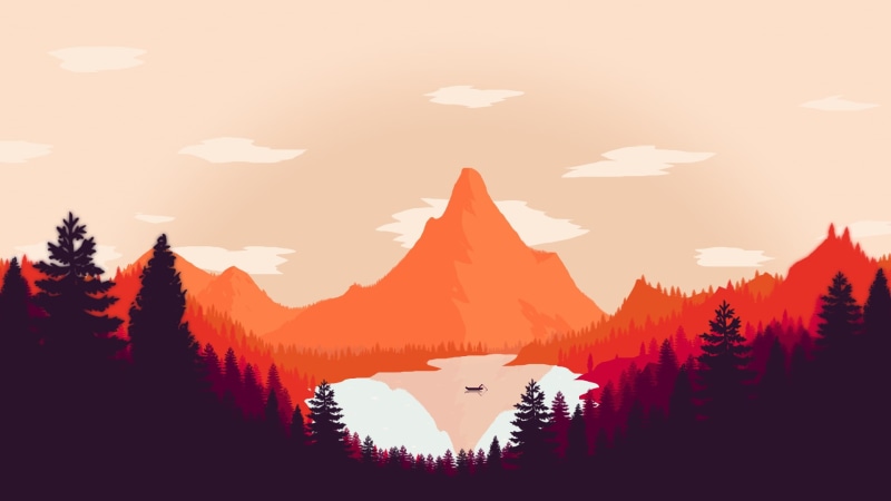 View, Forest, Campo Santo, Mountains, Landscape, 1080P, Lake, Boat, Firewatch, Fire watch, Art, The game, Hills