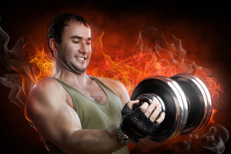 flame, Mike, exercise, background, training, iron, power, gloves, watch, dumbbell, athlete, biceps, male, muscle, fire, 2K, smoke