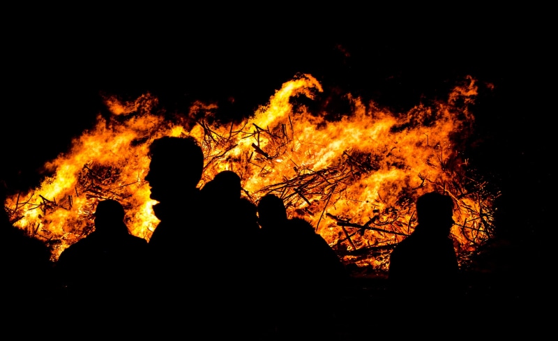 campfire, bonfire, glowing, warmth, black, burning, communication, hot, nature, men, orange, group of people, heat - temperature, fireplace, fireside, people
