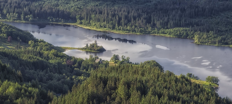 forest, trees, tree, nature, along, landscape, lake, mountain, Trossachs, water, photo, Scotland, outdoors, scenics, river, summer, Loch Achray, Ben Aan