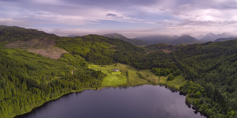 nature, surrounded, gray, green Color, Kelpies, aerial, summer, land, scenics, photography, mountain, outdoors, Landscape, lake, Kelpie, hill, 5K, Trossachs