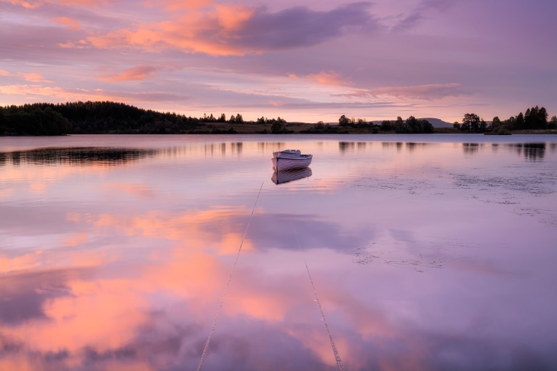 Scotland, reflective, mountain, Nil, f4, 35mm, Loch Rusky, boat, USM, Landscape, photo, National Park, Loch Lomond, Trossachs, 2K, Canon 6D