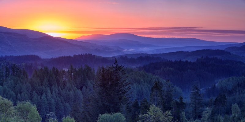 sunset, backgrounds, dusk, 8K, scenics - nature, rural Scene, travel, scotland, beauty In Nature, season, valley, european Alps, green Color, environment