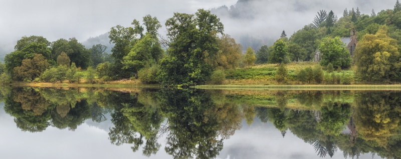trees, leafed, Scotland, forest, extraordinary, green color, reflection lake, Europe, Landscape, Outstanding, marvelous, tranquility, tranquil scene, sky