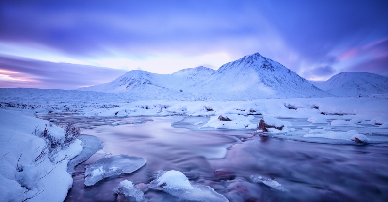 sky, scenics, frozen, Scotland, 4K, mountain, winter, River, white, cold - Temperature, Rannoch Moor, travel, mountains, filled, ice, na, Sron, outdoors