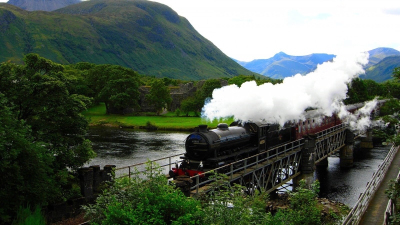 railway, grass, steam train, steam, transportation, mode of transportation, trees, travel, landscape, air pollution, smoke - physical structure, steam locomotive
