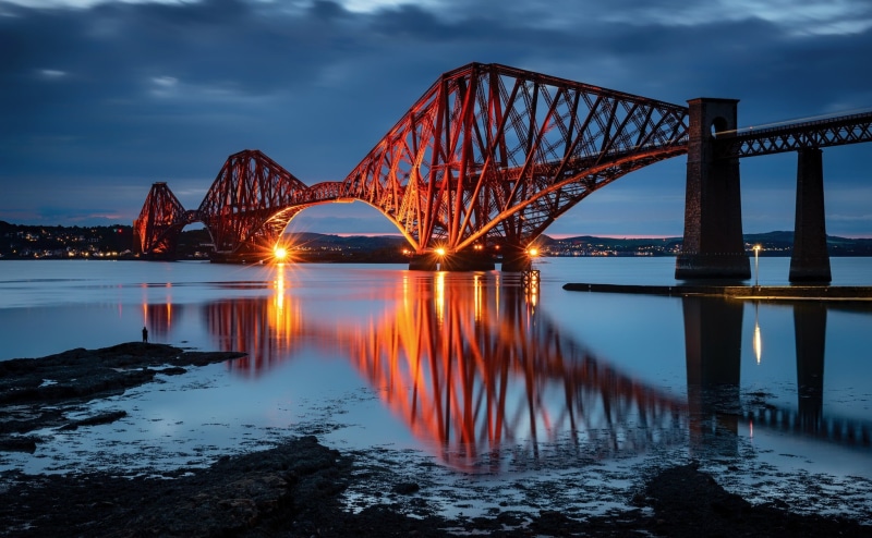 Scotland, 1080P, South Queensferry, bridge, Blue Hour, reflection
