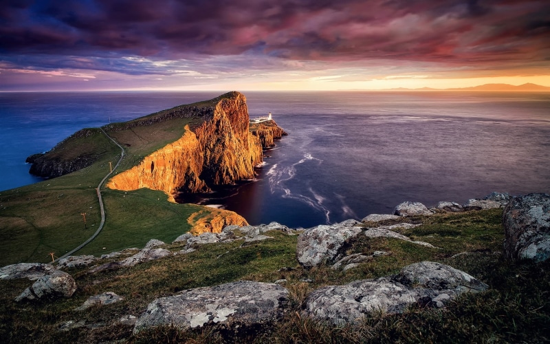 Sunset, Point, Skye, 1080P, Scotland, Neist, Sea, Lighthouse, Island