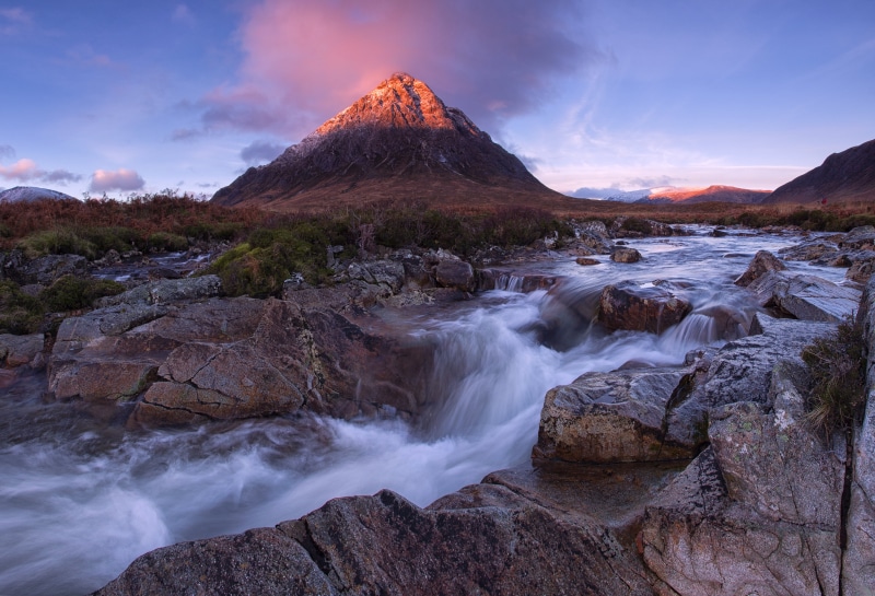 The Guardian, Buachaille Etive Mor, nature, mountain, photography, near, Glencoe, Scotland, silky, Glen Etive, water, Mor  River, rocky, rocky mountain