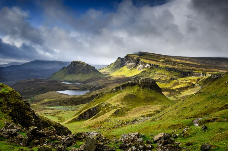 mountains, isle of skye, europe, hill, green mountains, summer, scenics, highlands, luis, transient, overcast, mountain, morning, outdoors, clouds, lake
