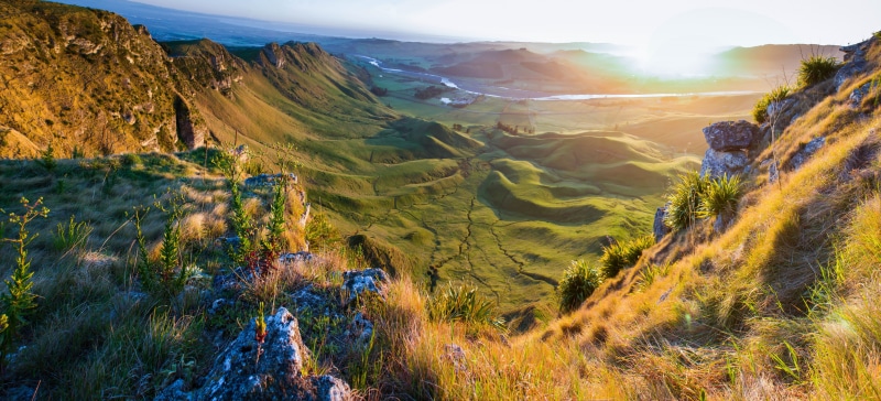 morning, mountain, travel destinations, rock, view, plant, 8K, landscape, environment, panoramic, valley, rural Scene, no people, daytime, sun, mountain range