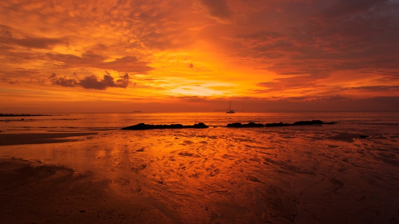 horizon over water, nature, scenics - nature, sunlight, reflection, no people, water, low tide, horizon, romantic sky, mountains, beauty in nature, 2K