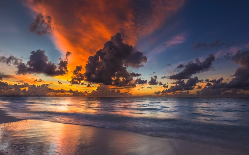 landscape, waves, idyllic, cloud - sky, Maldives, dramatic sky, beach, tranquility, sky, reflection, land, sea, orange color, nature, clouds, tranquil scene