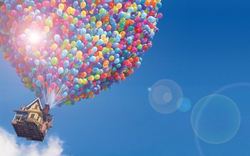 hd, balloons, up, light, 1080P, movie, movies, house, disney