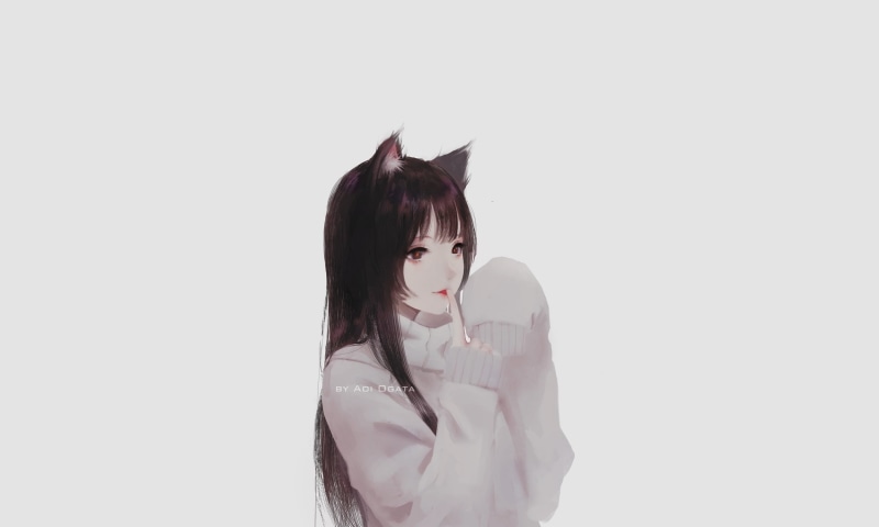 indoors, adult, real people, copy space, artwork, young adult, white, women, leisure activity, Aoi Ogata, looking at camera, young women, white background