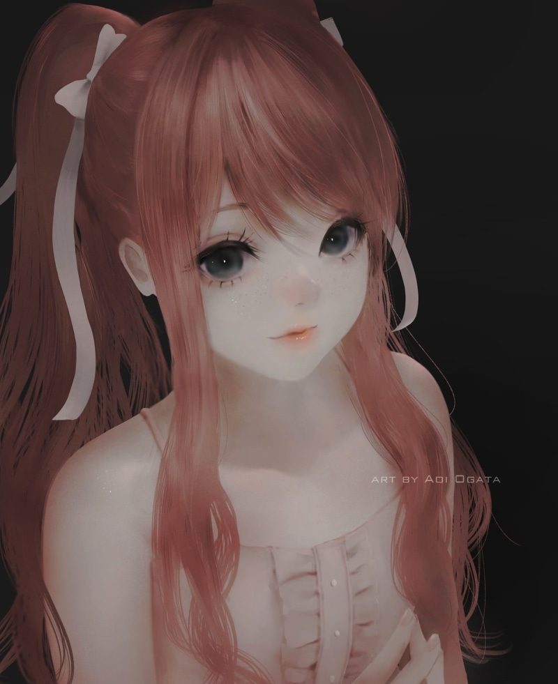 Aoi Ogata, simple background, 720P, anime girls, original characters, anime