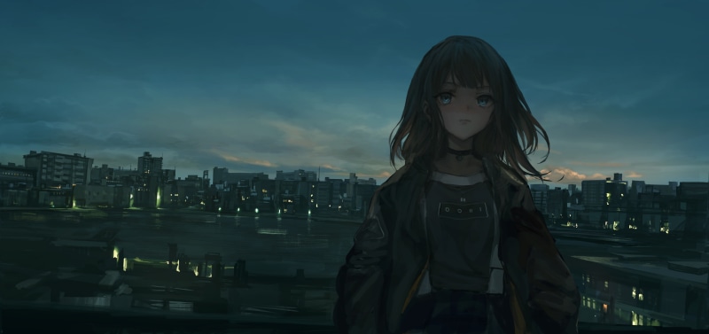 THE-LM7, 5K, anime girls, cityscape, original characters