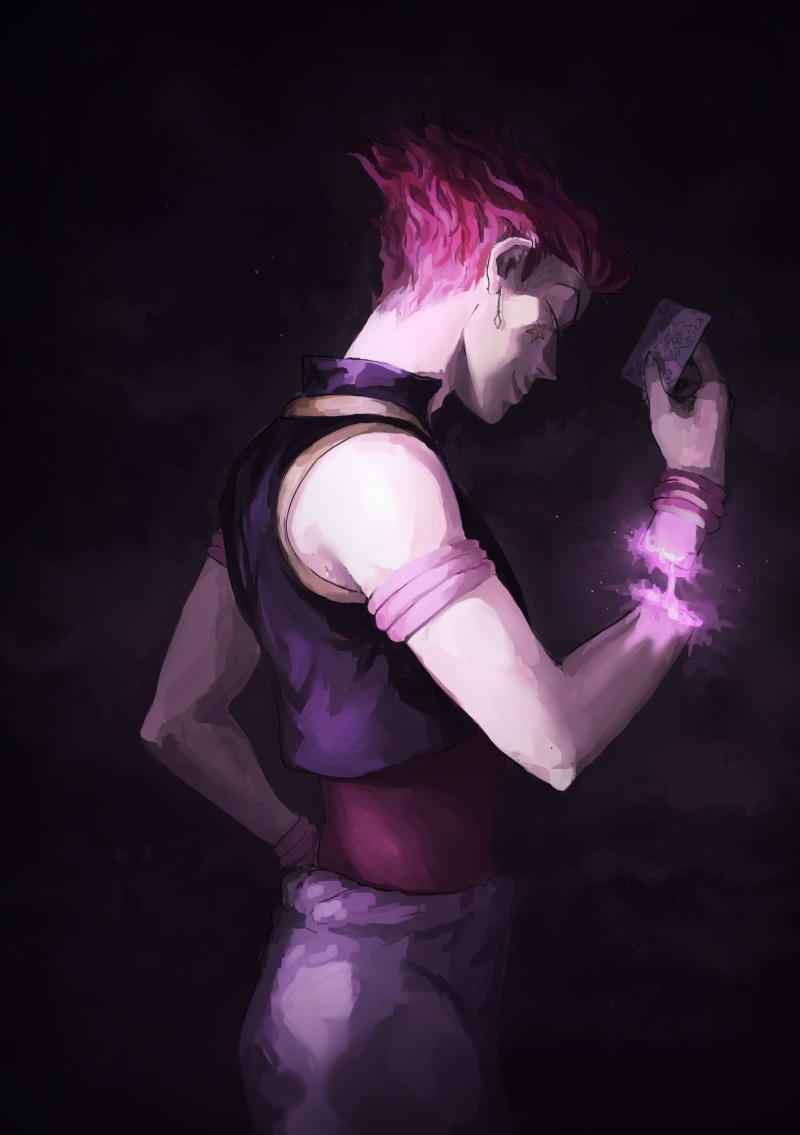illuminated, costume, women, motion, hairstyle, adult, indoors, smirk, waist up, one person, hisoka morow, 4K, digital composite, smoke - physical structure