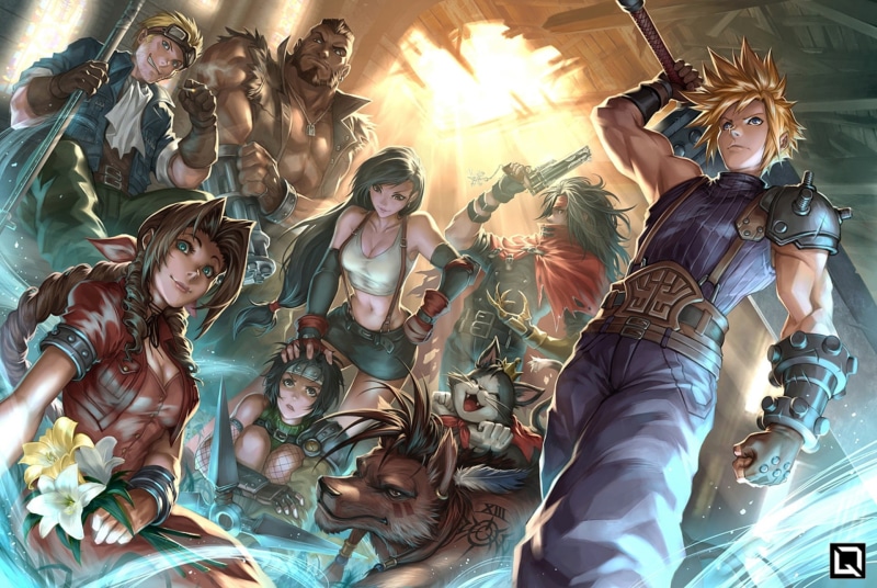 1080P, Final Fantasy VII, Yuffie Kisaragi, Aerith Gainsborough, Tifa Lockhart, Cloud Strife, Red XIII, Cait Sith, Barret Wallace, Vincent Valentine, Final Fantasy