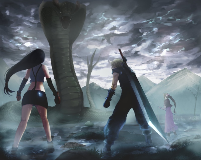 Final Fantasy, 1080P, Tifa Lockhart, Cloud Strife, Aerith Gainsborough, Final Fantasy VII