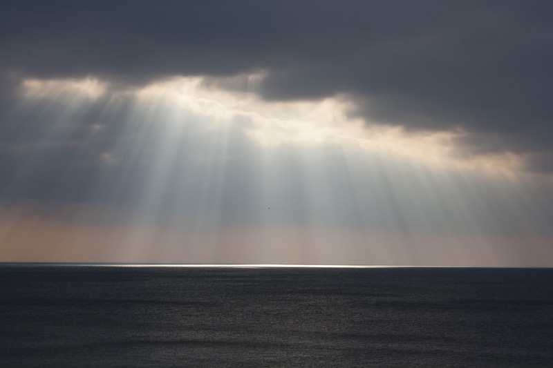 4K, rays, backgrounds, clouds, sea, nature, sky, sun rays, sun, sunlight