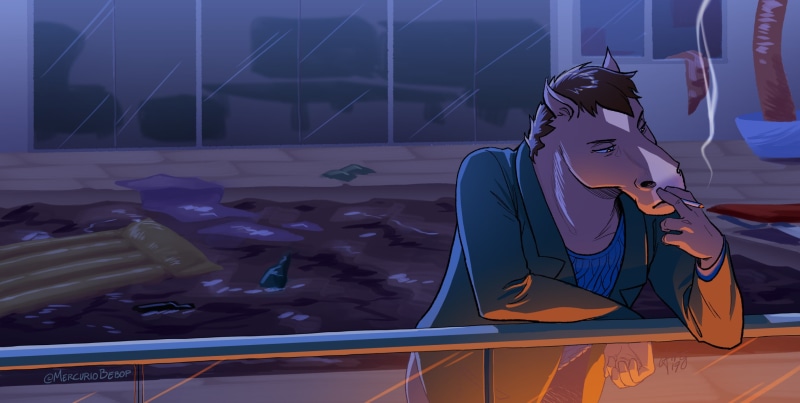 hd, smoking, artist, digital art, bojack horseman, deviantart, artwork, tv shows, 4k, 1080P, animated tv series